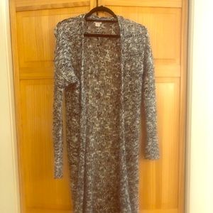 Black and white knit, light, long sweater jacket